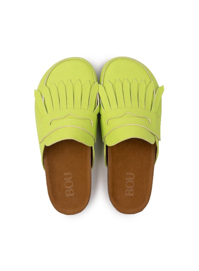 BOU Loafer Clogs " Fringed " - Apple Green - Image 3